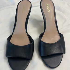 Aldo Black Heeled Slides with Minimalist Design